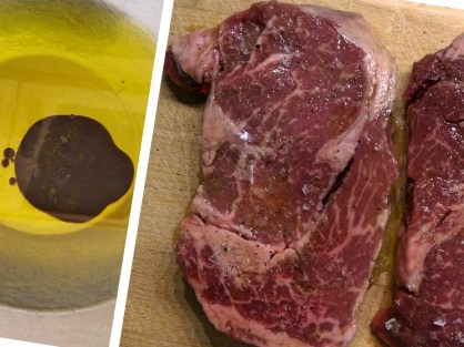 Oil + Worceser Sauce + Steak = Marriage made in Heaven