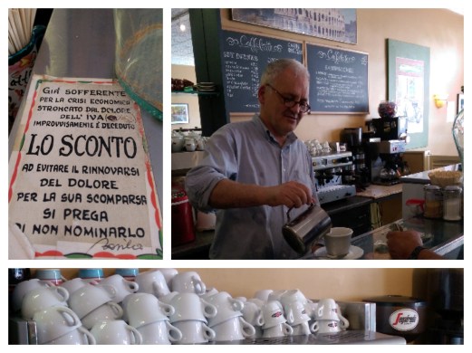 Basilio making coffee and scenes from his cafe