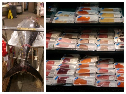 Monster Tuna spotted at H Mart & wonderful variety of Sashimi at Nijiya Japanese Store, Hartsdale NY