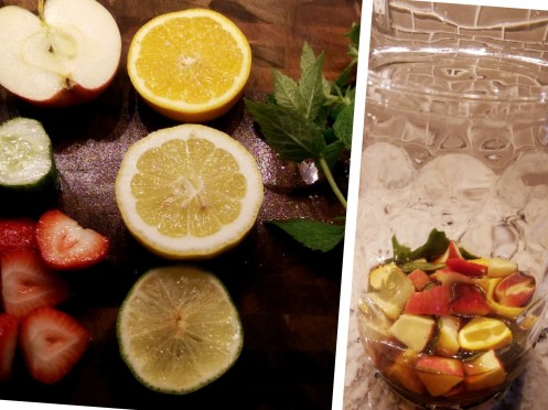 The Fruit chopped and soaking in the Pimms