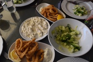 Crispy calamari, cool cacik & fresh salad
