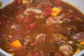 All the ingredients cooking