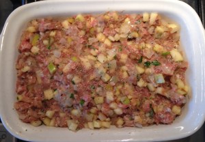 Stuffing ready for baking