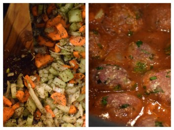 Sauteed veggies and sauce cooking