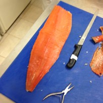 Gunnar ready to prepare my smoked salmon