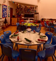 Tables set & ready for lunch at Cafe Eden