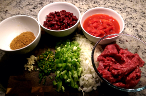 Chile Con Carne Ingredients ready for the Pot