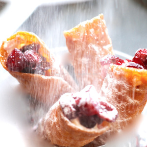 Cranberry Canolli's or filled brandy snaps